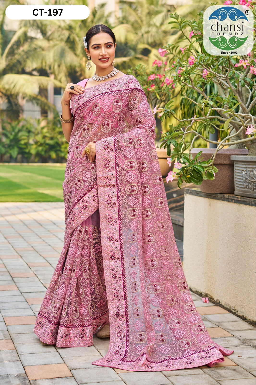 Ct-197 Chansi Trendz Diamond Work Sarees