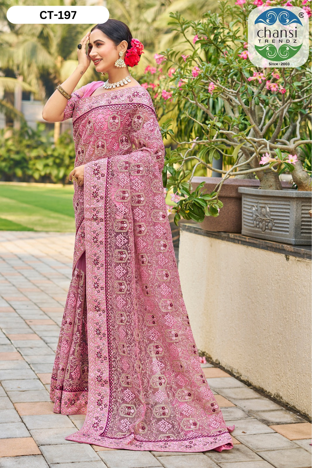 Ct-197 Chansi Trendz Diamond Work Sarees