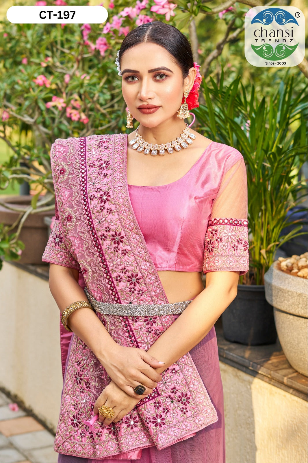 Ct-197 Chansi Trendz Diamond Work Sarees