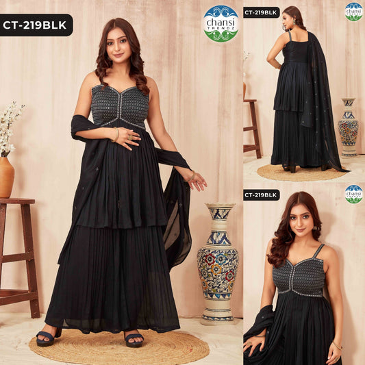 Ct-219 Chansi Trendz Poly Silk Readymade Suits