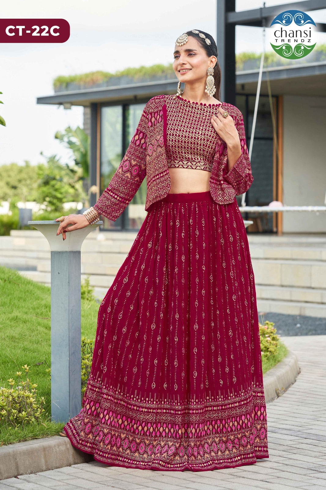 Ct-22C Aarna Chansi Trendz Georgette Koti Lehenga Choli