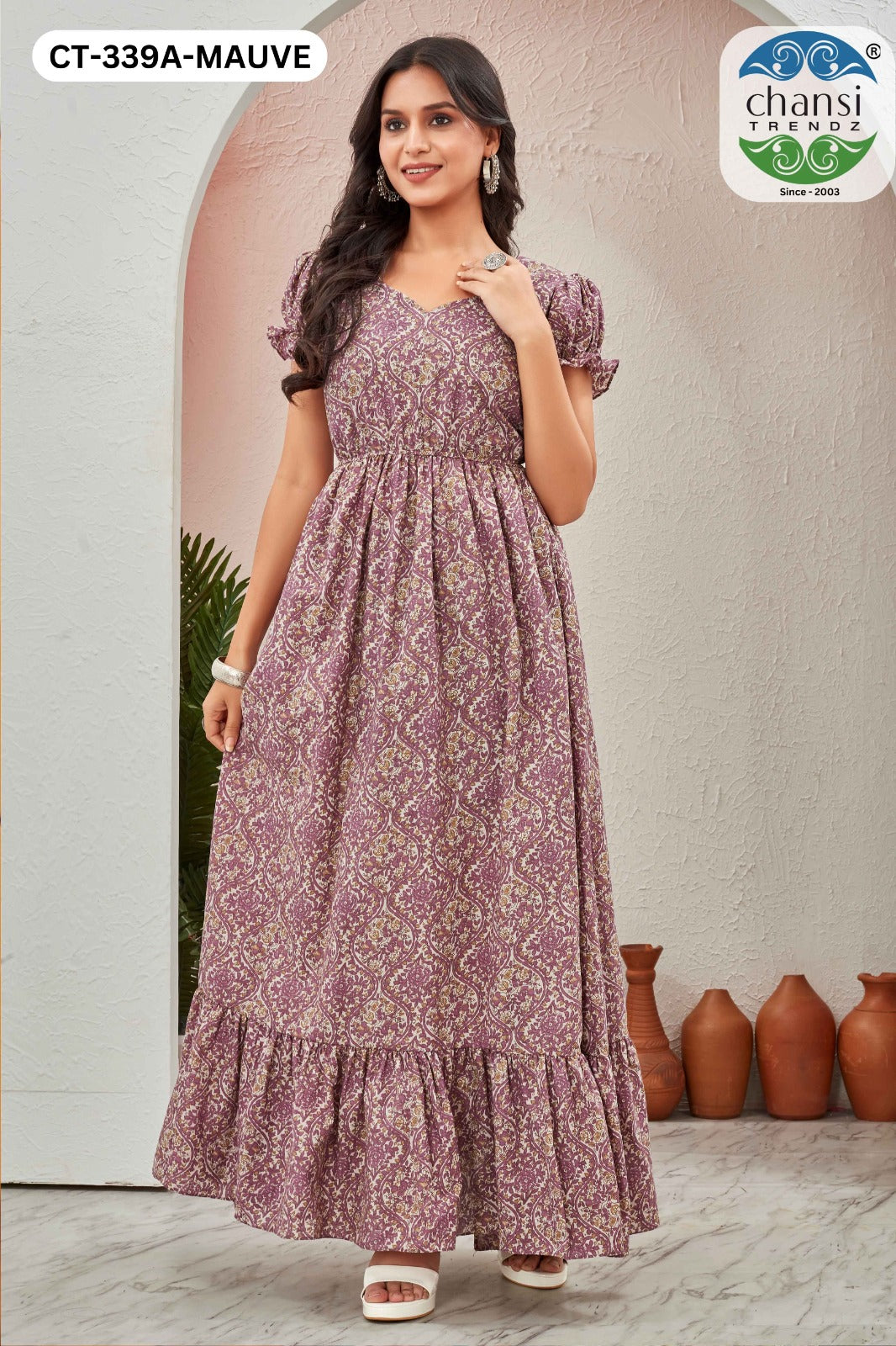 Ct-339A Chansi Trendz Cotton One Piece Gown