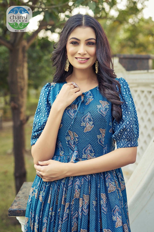 Ct-343 Prachi Chansi Trendz Rayon One Piece Gown