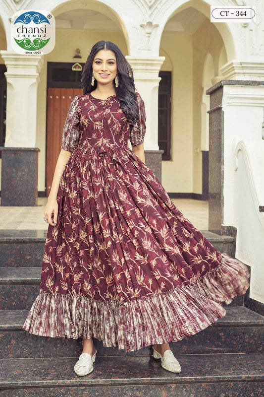 Ct-344 Prachi Chansi Trendz Rayon One Piece Gown