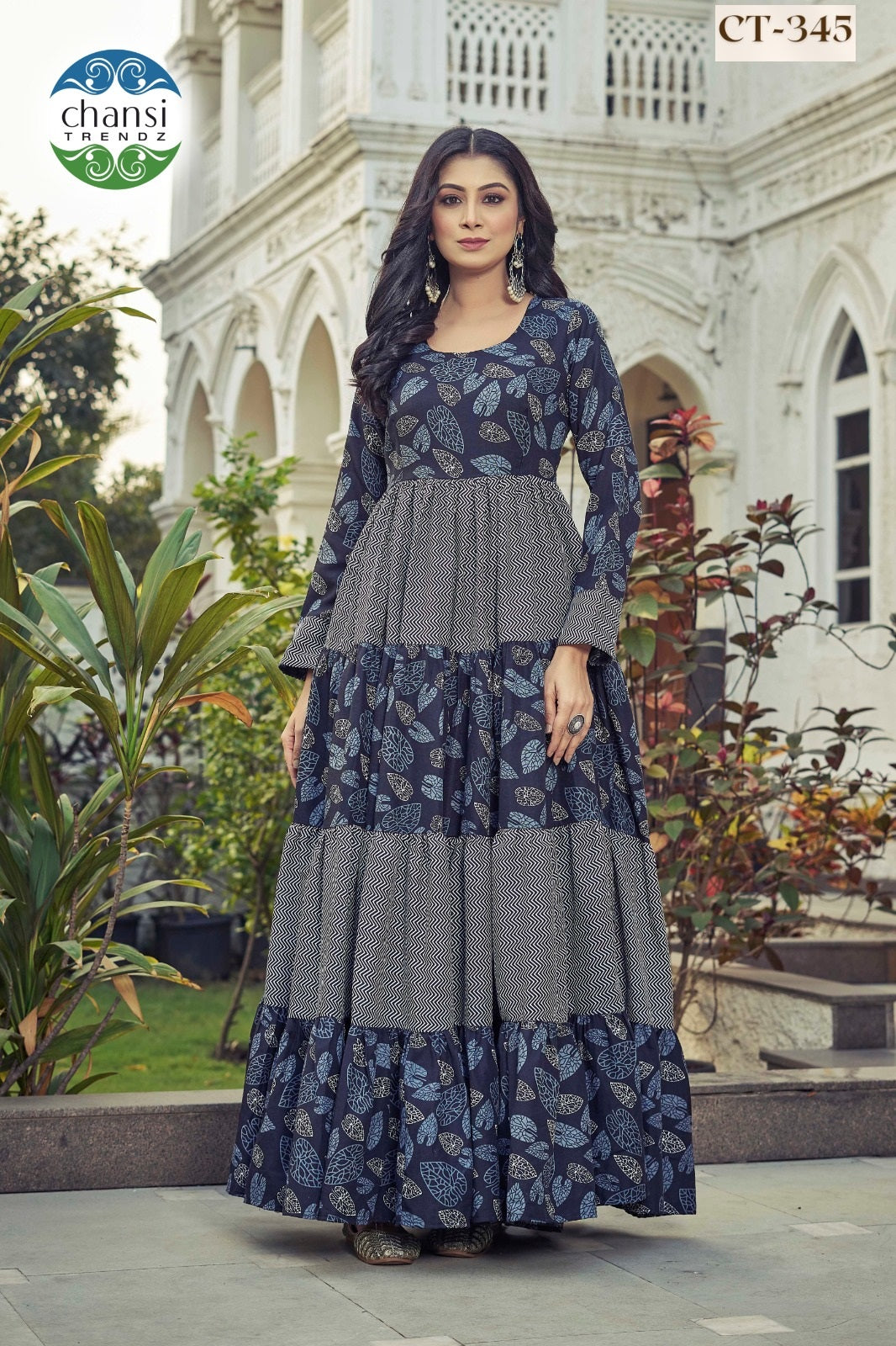 Ct-345 Indira Chansi Trendz Poly Cotton One Piece Gown