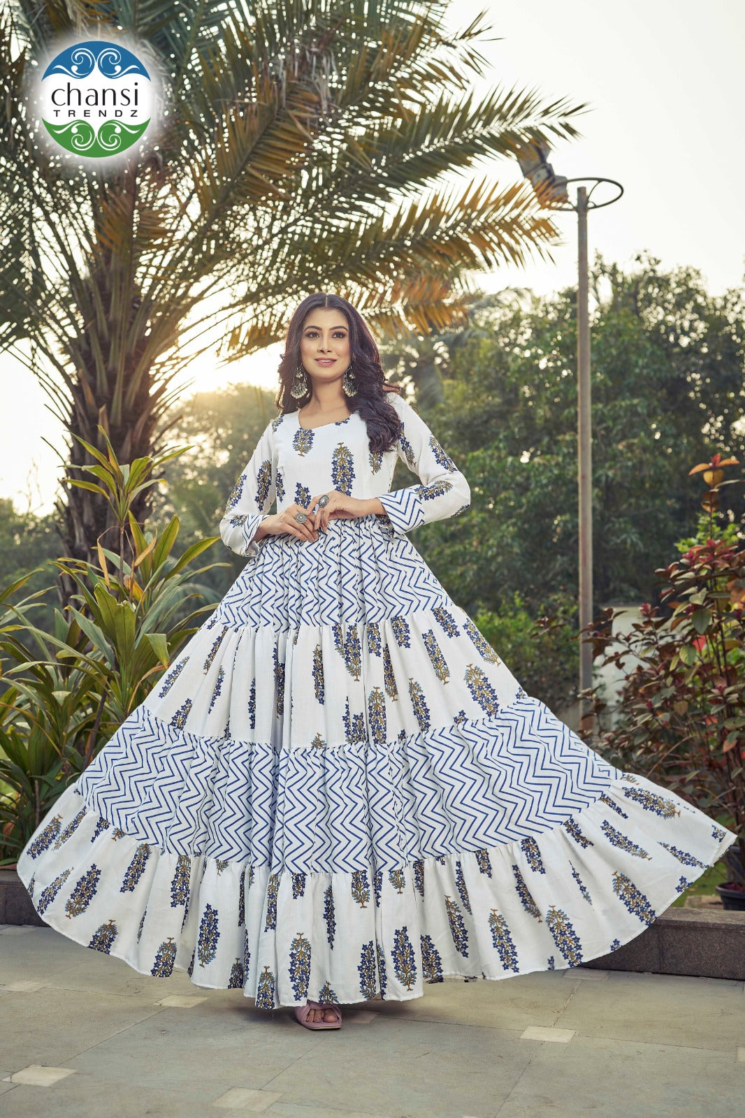 Ct-347 Indira Chansi Trendz Poly Cotton One Piece Gown
