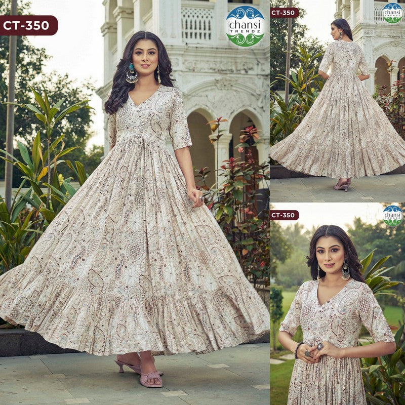 Ct-350 Isvari Chansi Trendz Rayon One Piece Gown