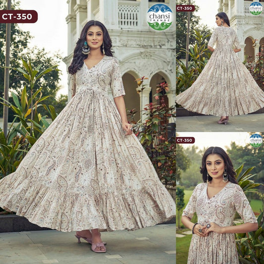 Ct-350 Isvari Chansi Trendz Rayon One Piece Gown