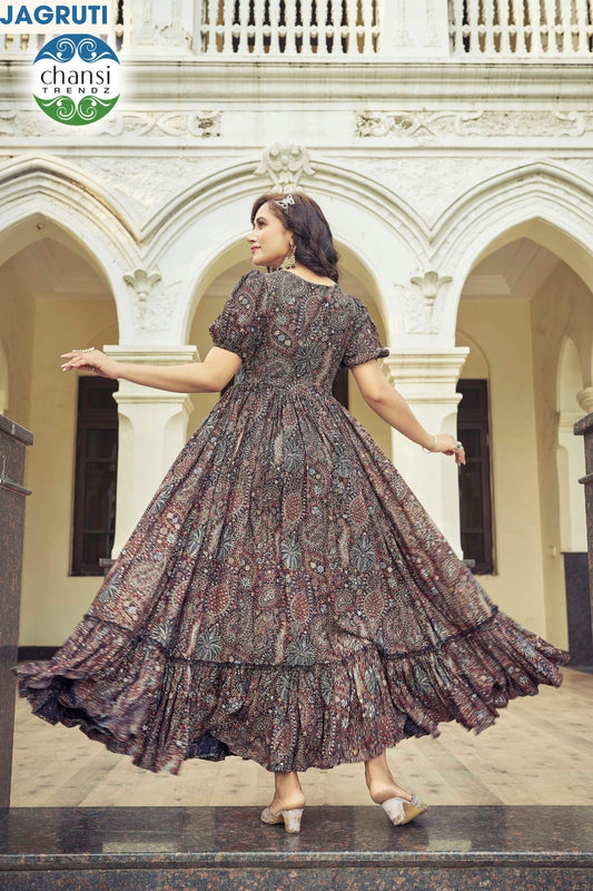 Ct-352 Jagruti Chansi Trendz Rayon One Piece Gown