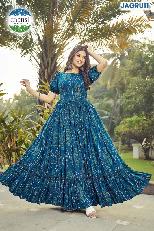 Ct-353 Jagruti Chansi Trendz Rayon One Piece Gown