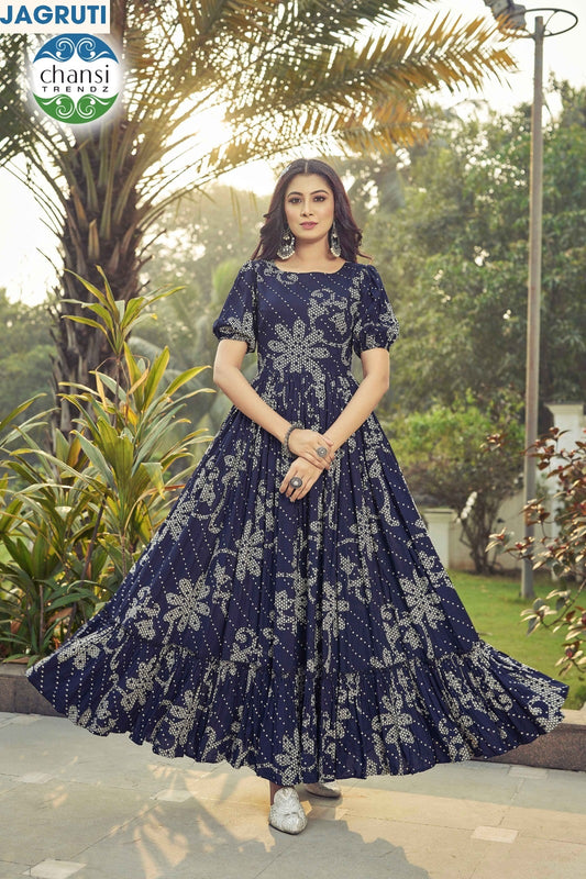 Ct-355 Jagruti Chansi Trendz Rayon One Piece Gown