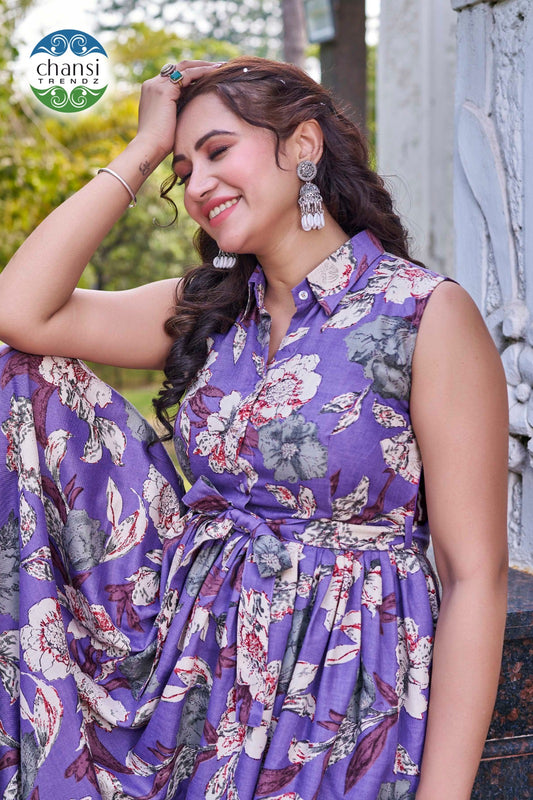 Ct-377 Kamala Chansi Trendz Poly Cotton One Piece Gown