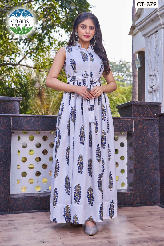 Ct-379 Kamala Chansi Trendz Poly Cotton One Piece Gown