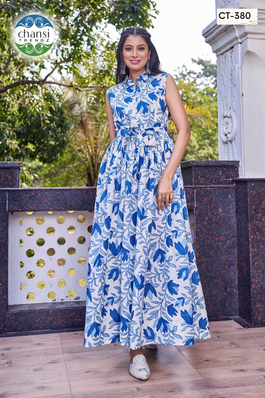 Ct-380 Kamala Chansi Trendz Poly Cotton One Piece Gown