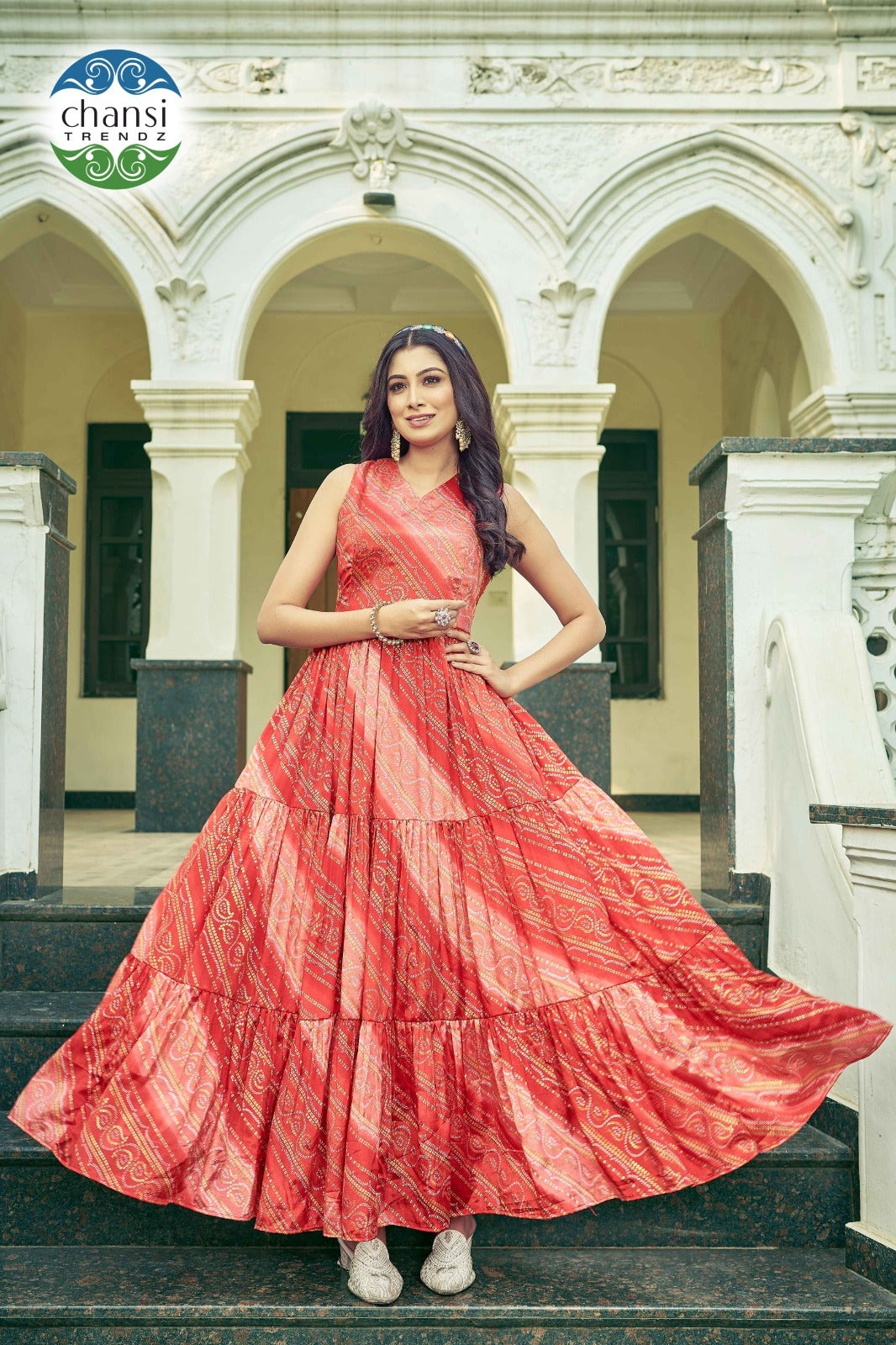 Ct-438 Manimala Chansi Trendz Chinon One Piece Gown