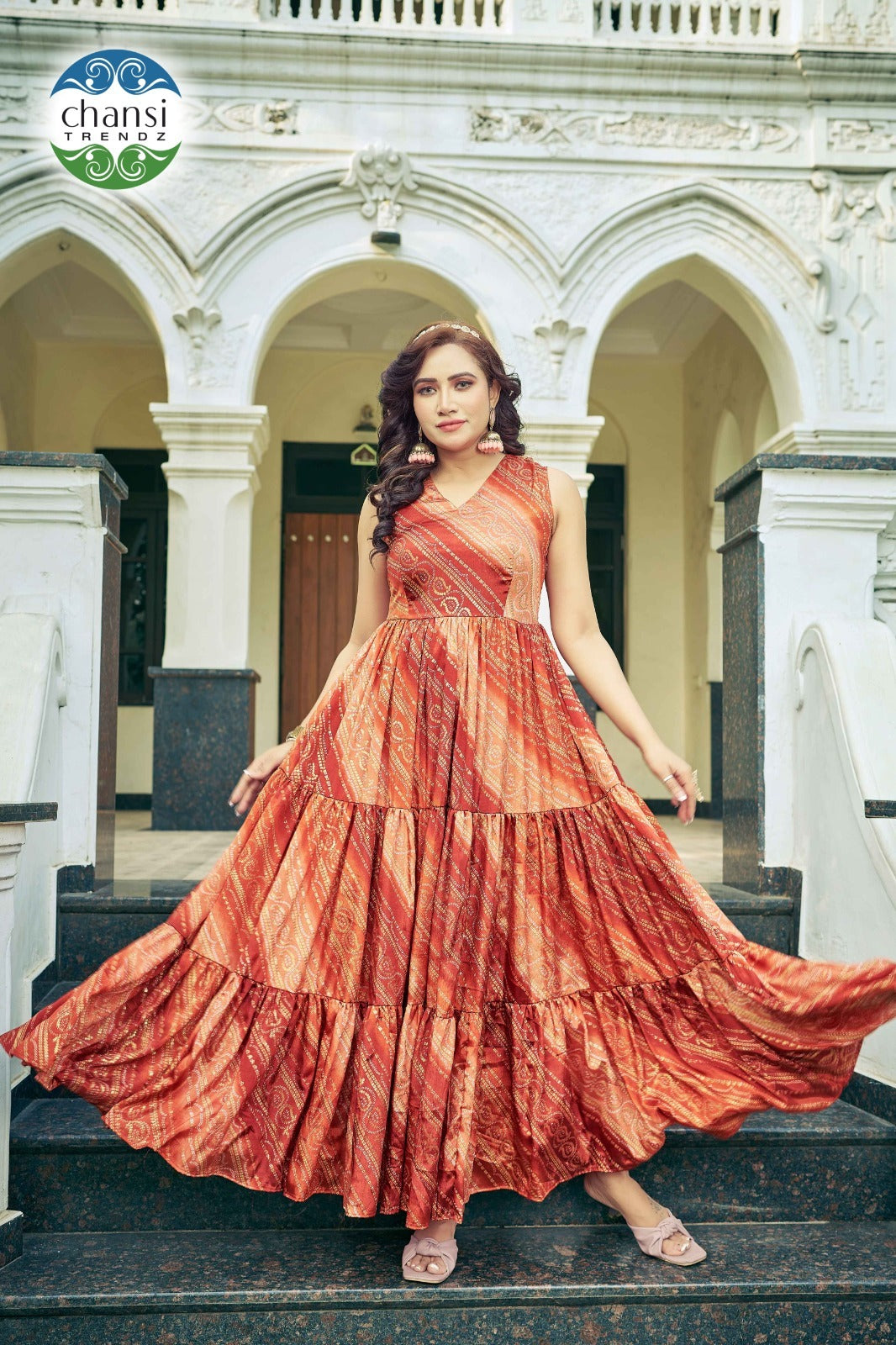 Ct-440 Manimala Chansi Trendz Chinon One Piece Gown