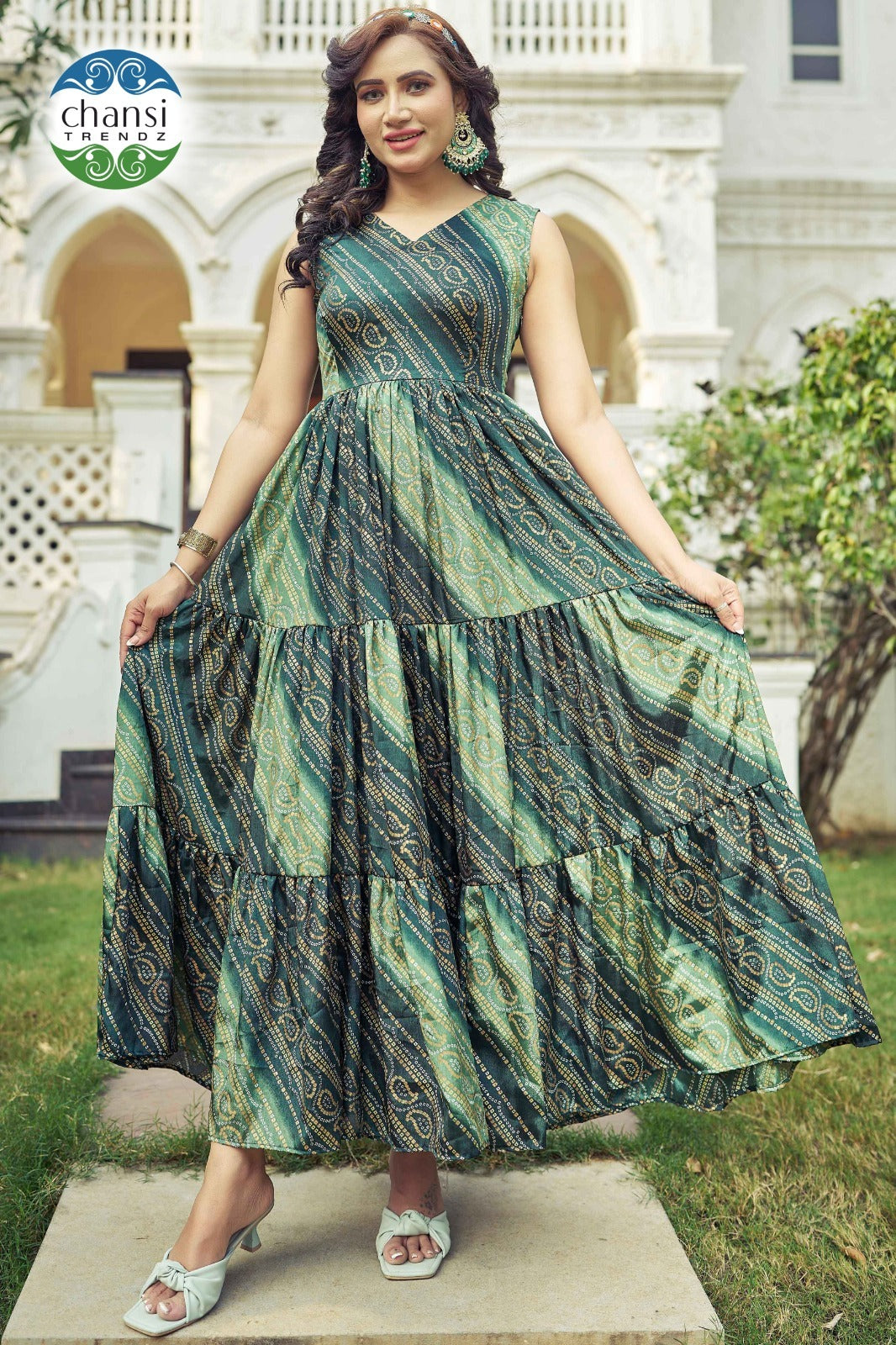 Ct-441 Manimala Chansi Trendz Chinon One Piece Gown