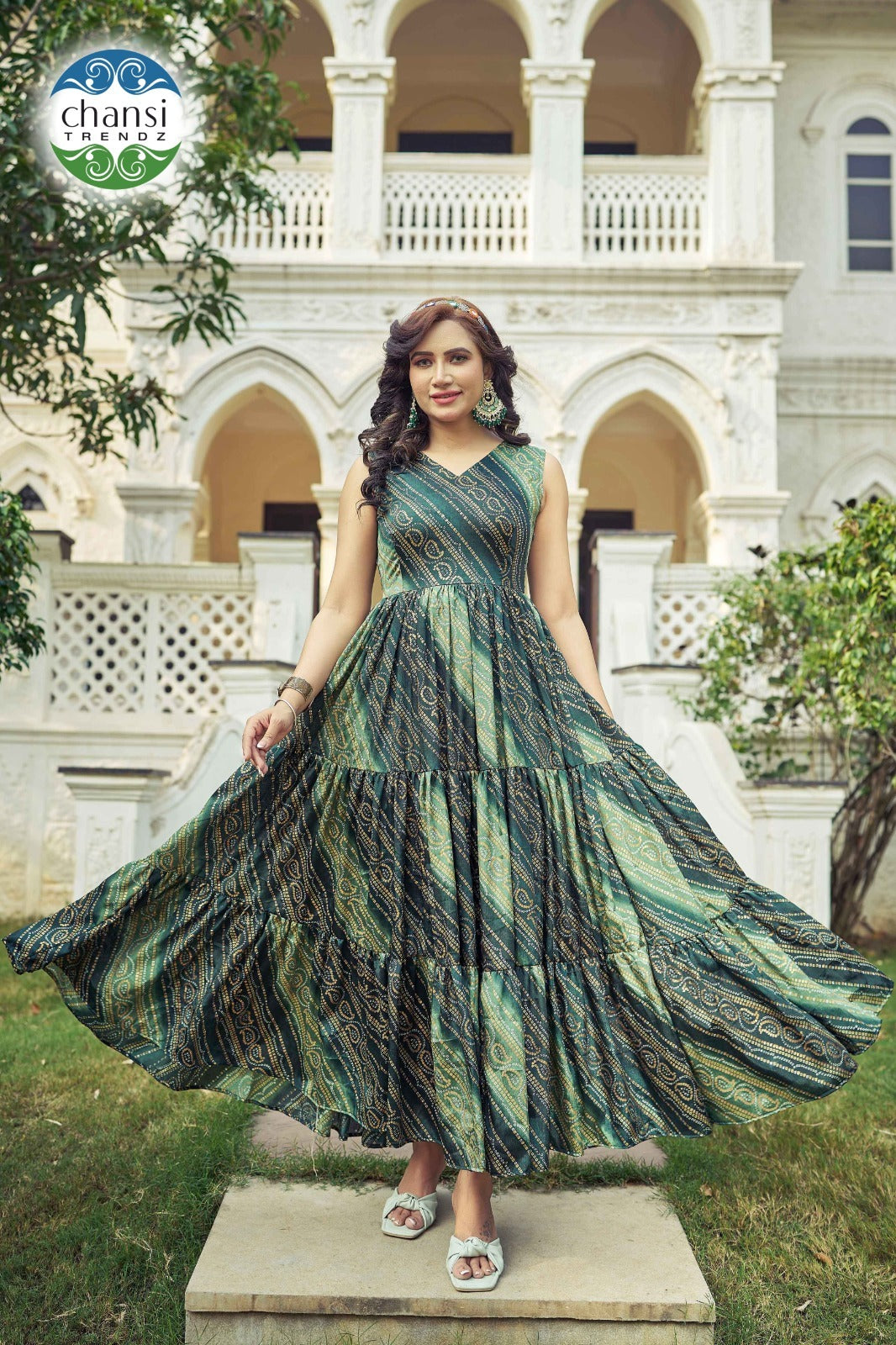 Ct-441 Manimala Chansi Trendz Chinon One Piece Gown