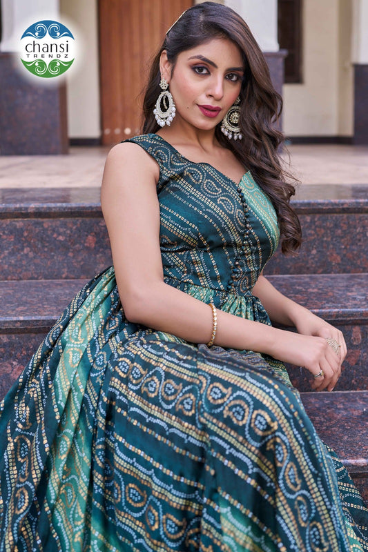 Ct-443 Maya Chansi Trendz Chinon One Piece Gown