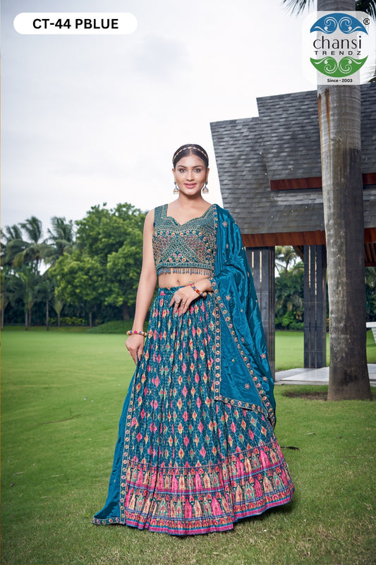 Ct-44 Pblue Chansi Trendz Digital Print Readymade Lehenga Choli