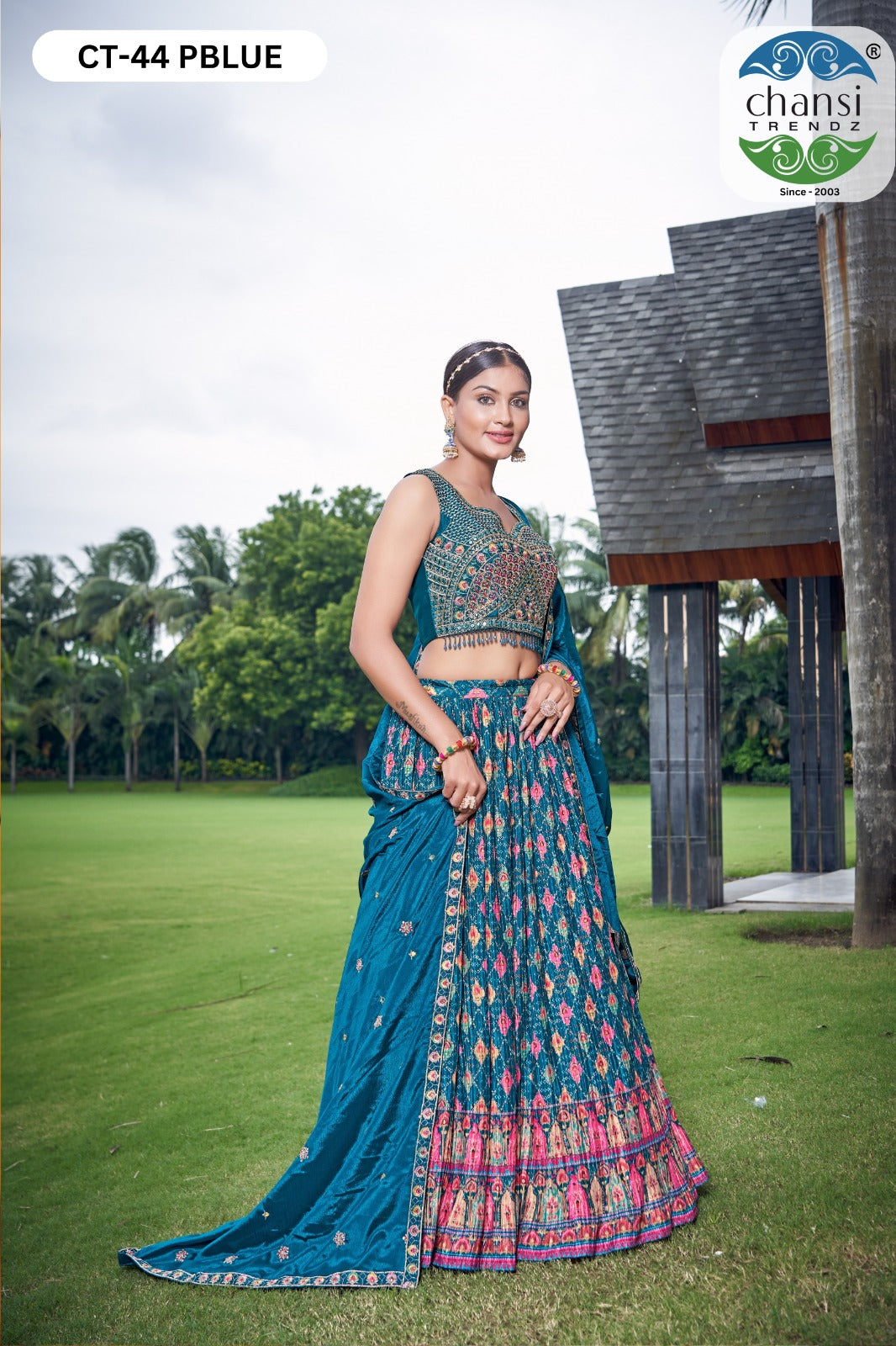 Ct-44 Pblue Chansi Trendz Digital Print Readymade Lehenga Choli