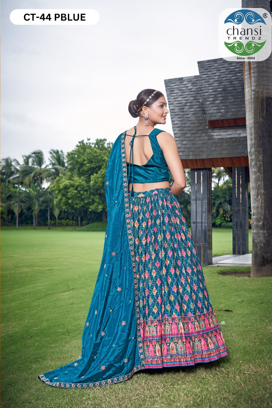 Ct-44 Pblue Chansi Trendz Digital Print Readymade Lehenga Choli
