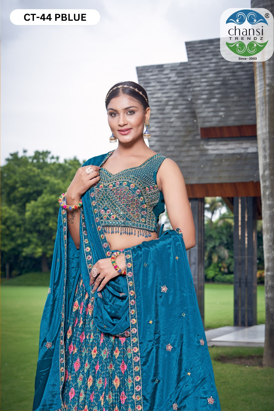 Ct-44 Pblue Chansi Trendz Digital Print Readymade Lehenga Choli