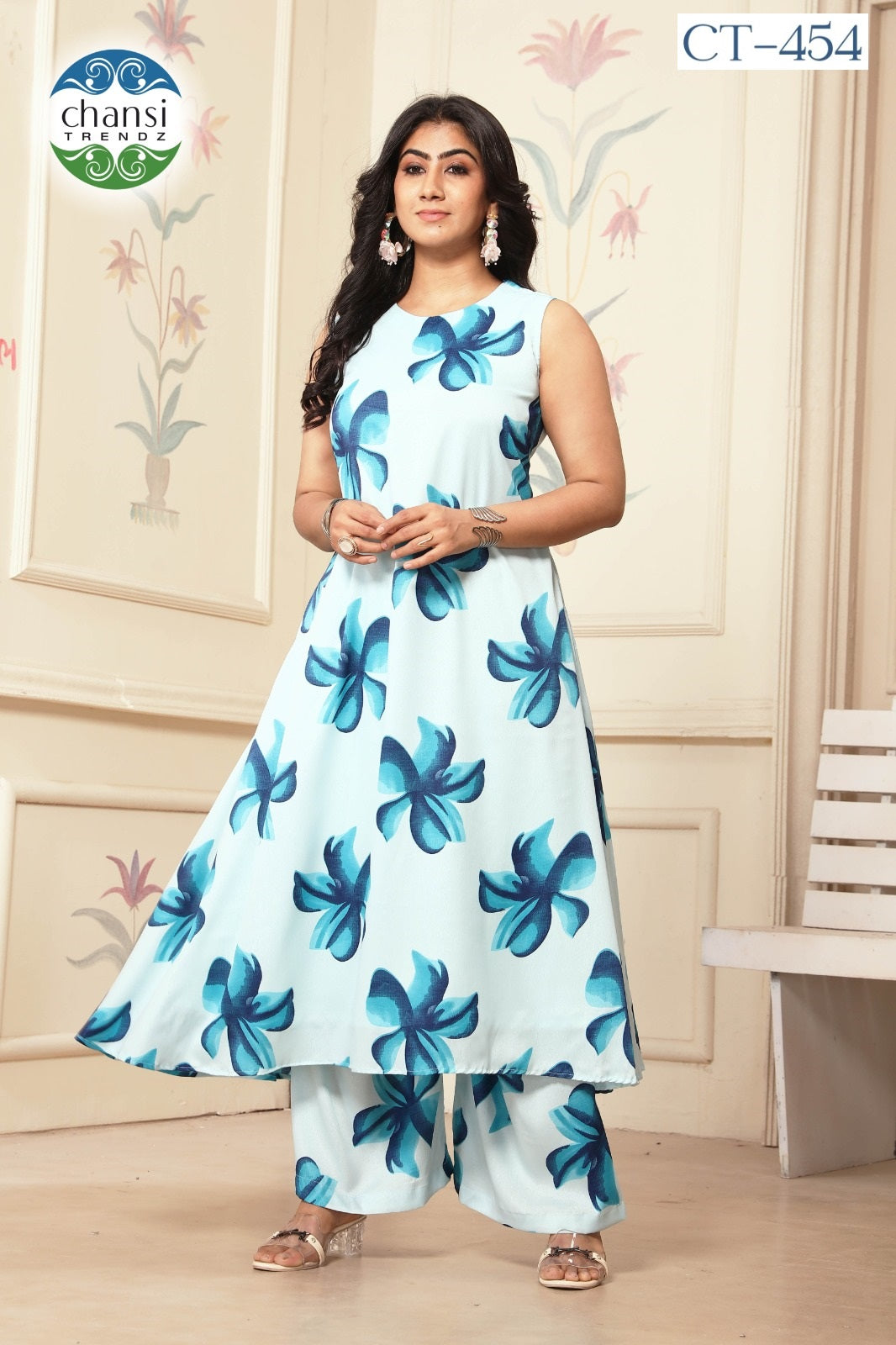 Ct-454 Laksmika Chansi Trendz Polyster Kurti Plazzo Set