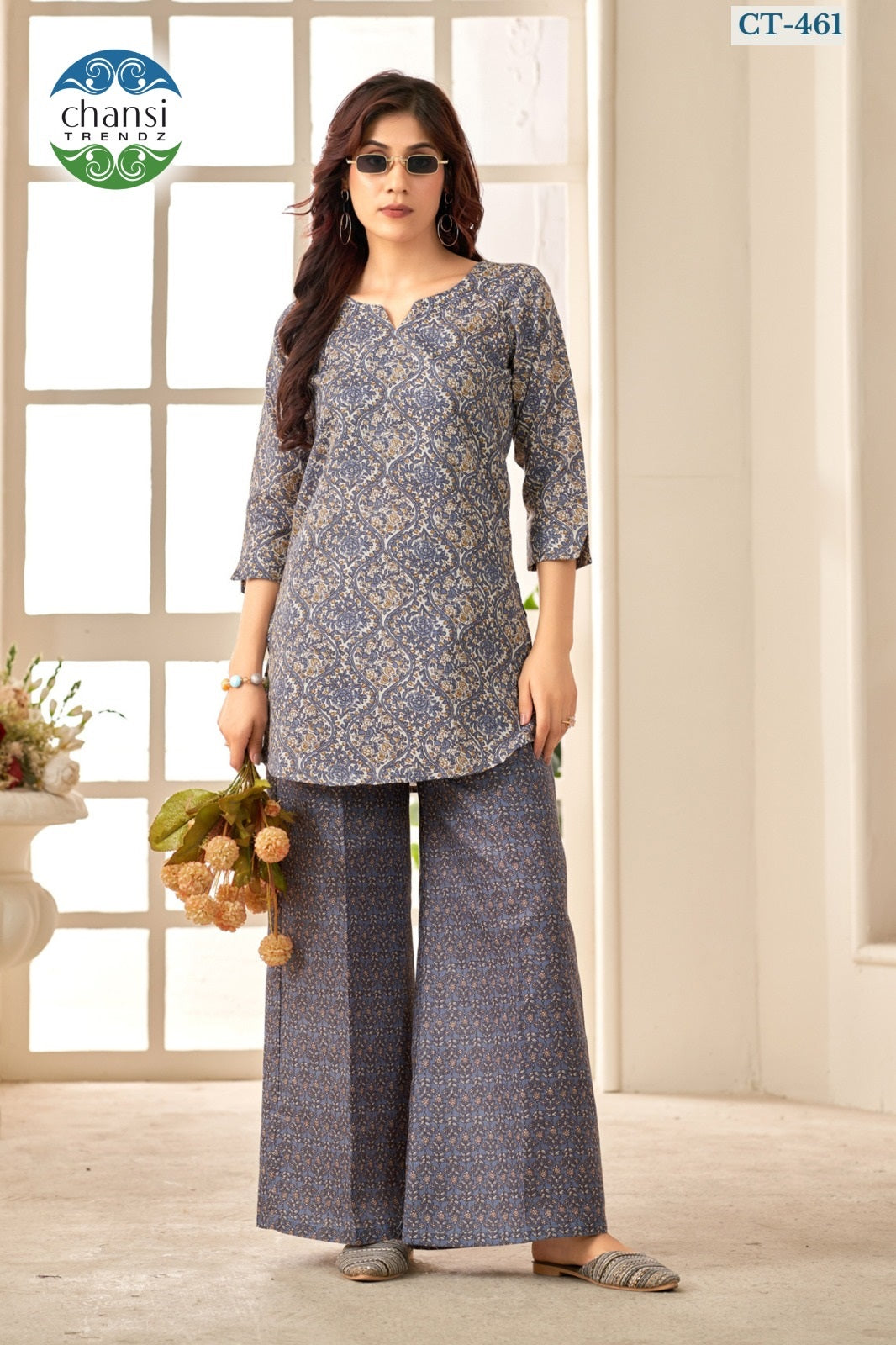 Ct-461 Laksmitva Chansi Trendz Poly Cotton Kurti Plazzo Set