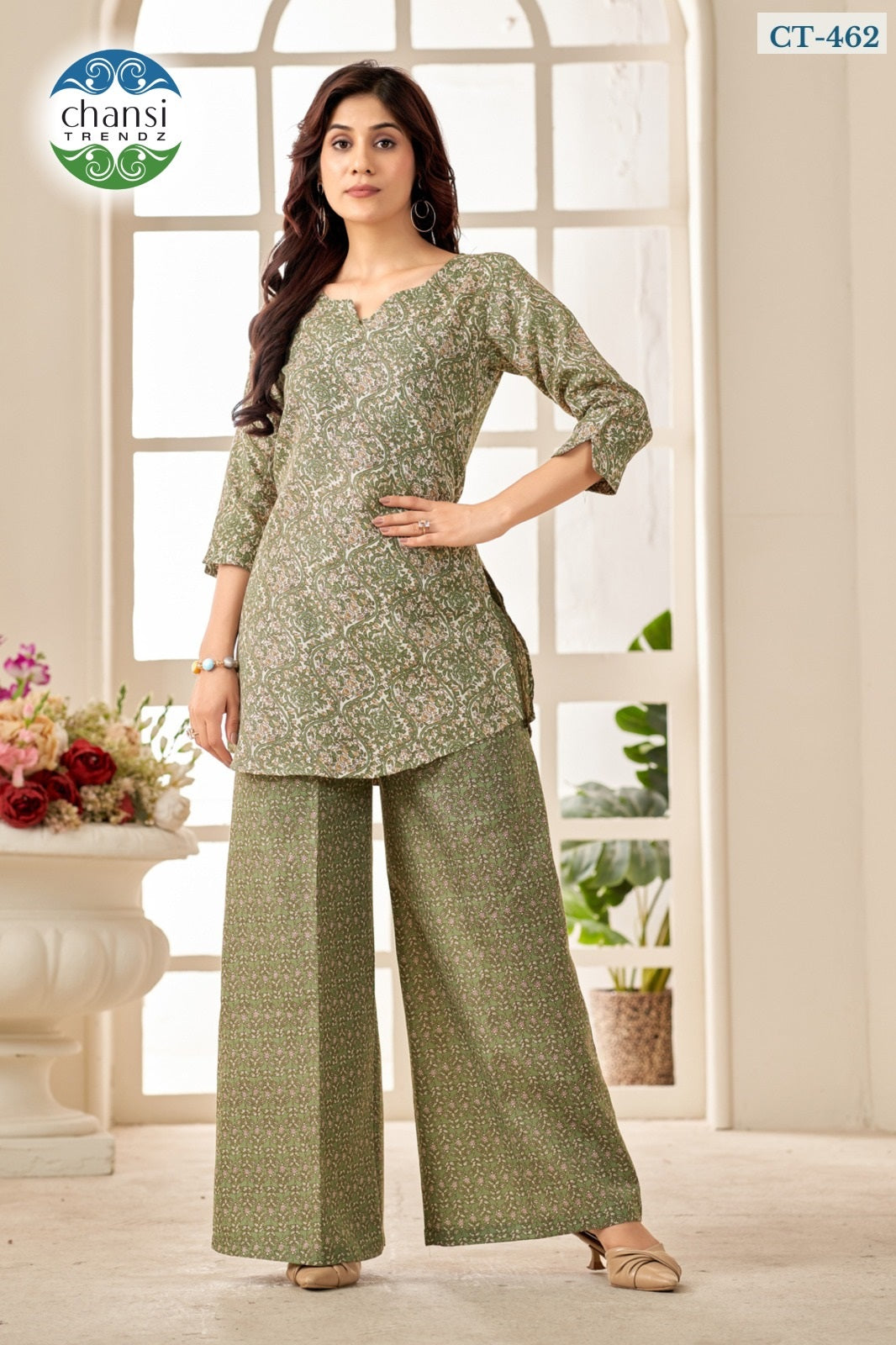 Ct-462 Laksmitva Chansi Trendz Poly Cotton Kurti Plazzo Set