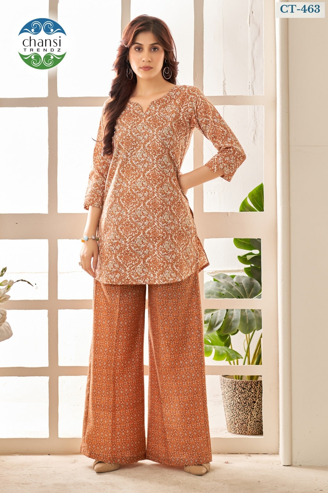 Ct-463 Laksmitva Chansi Trendz Poly Cotton Kurti Plazzo Set