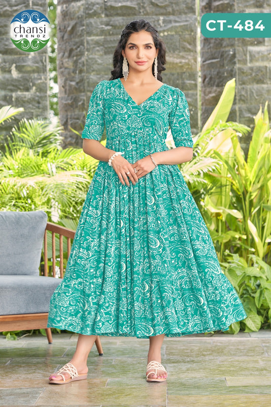 Ct-484 Rukmini Chansi Trendz Rayon One Piece