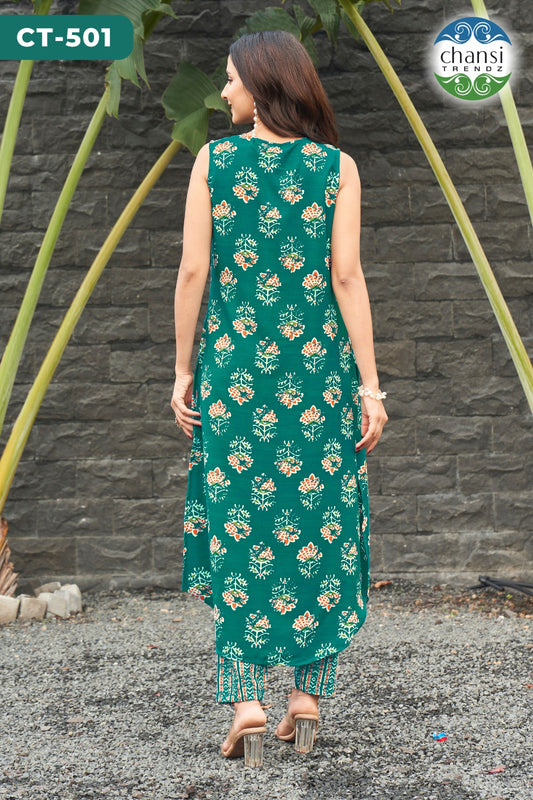 Ct-501 Sarvamangala Chansi Trendz Cotton Kurti Pant Set