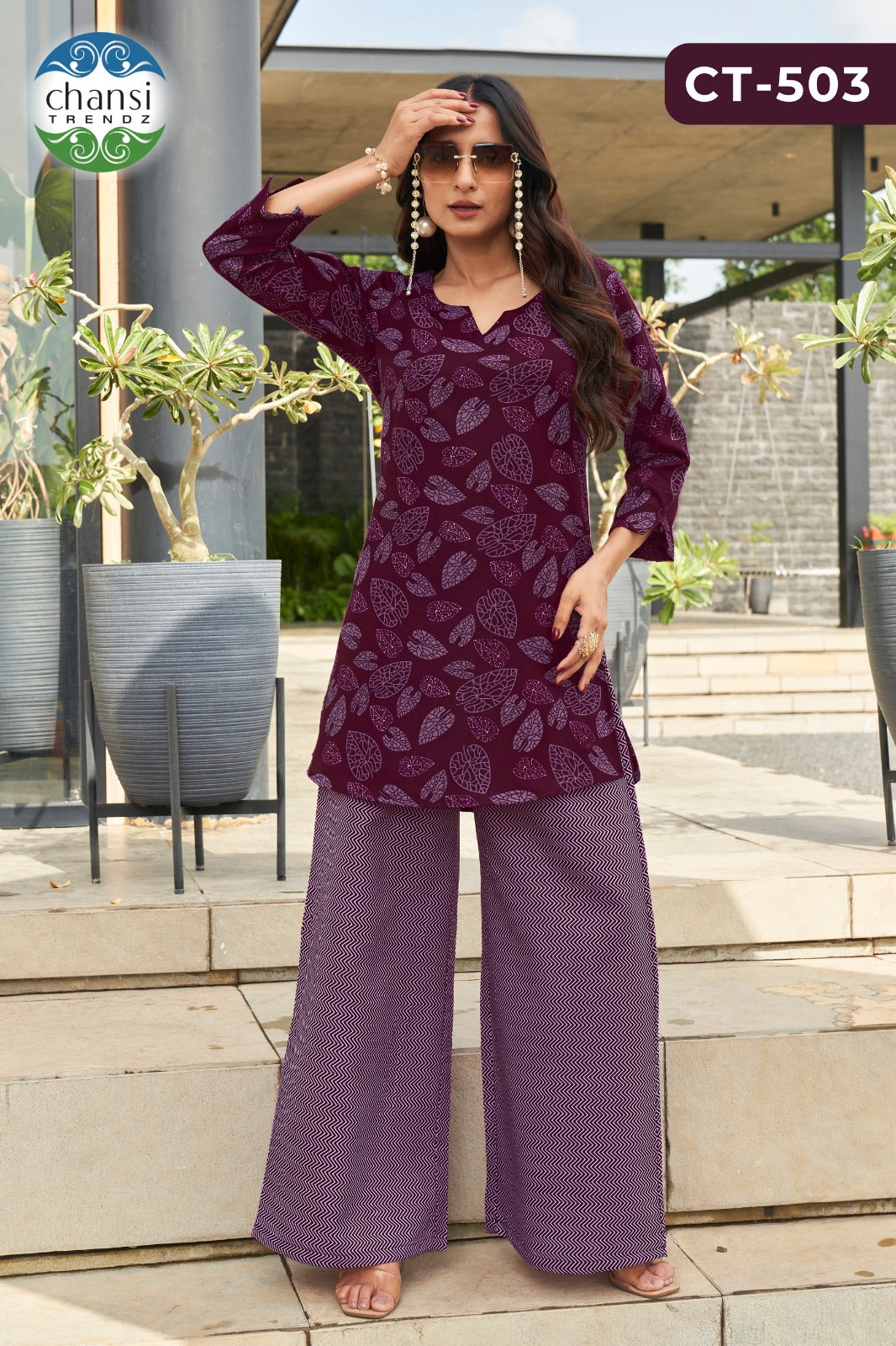 Ct-503 Riddhi Chansi Trendz Poly Cotton Top Bottom Set