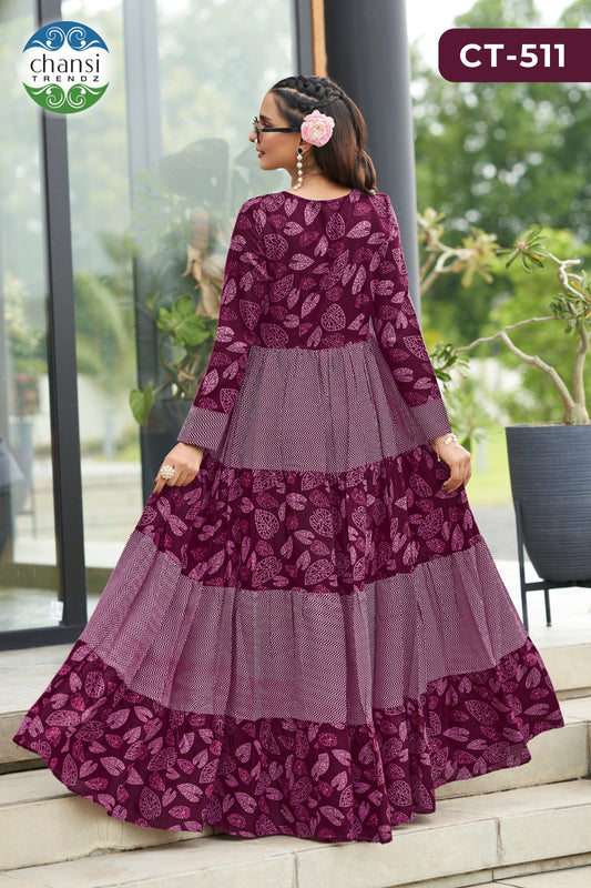 Ct-511 Sananda Chansi Trendz Rayon One Piece Gown