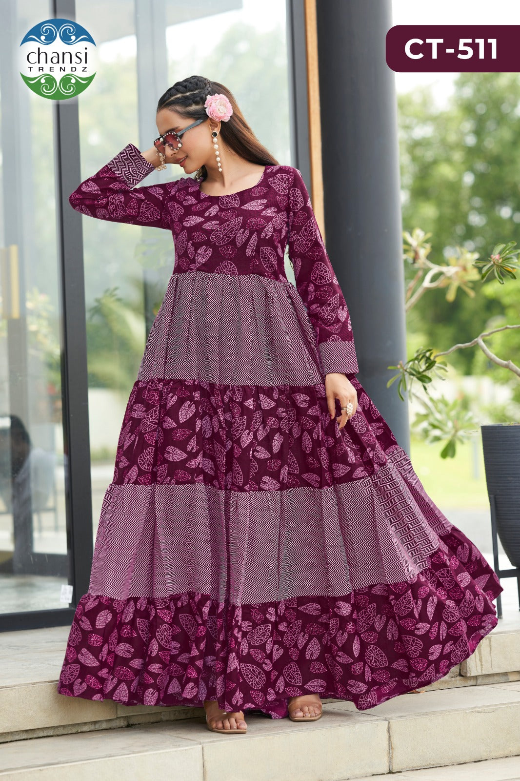 Ct-511 Sananda Chansi Trendz Rayon One Piece Gown