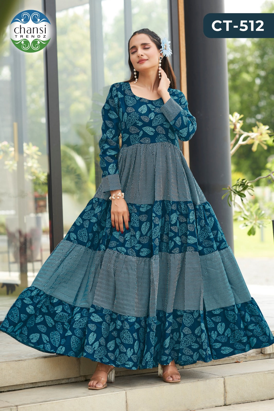 Ct-512 Sananda Chansi Trendz Rayon One Piece Gown