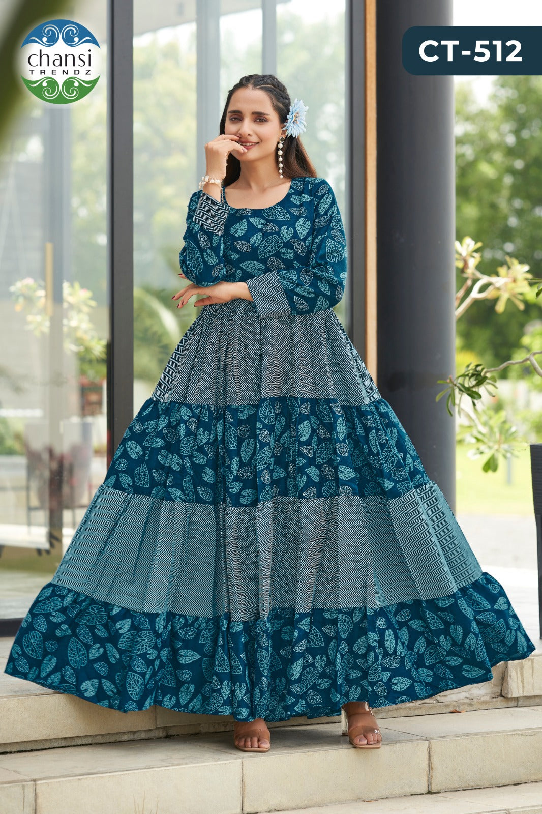 Ct-512 Sananda Chansi Trendz Rayon One Piece Gown