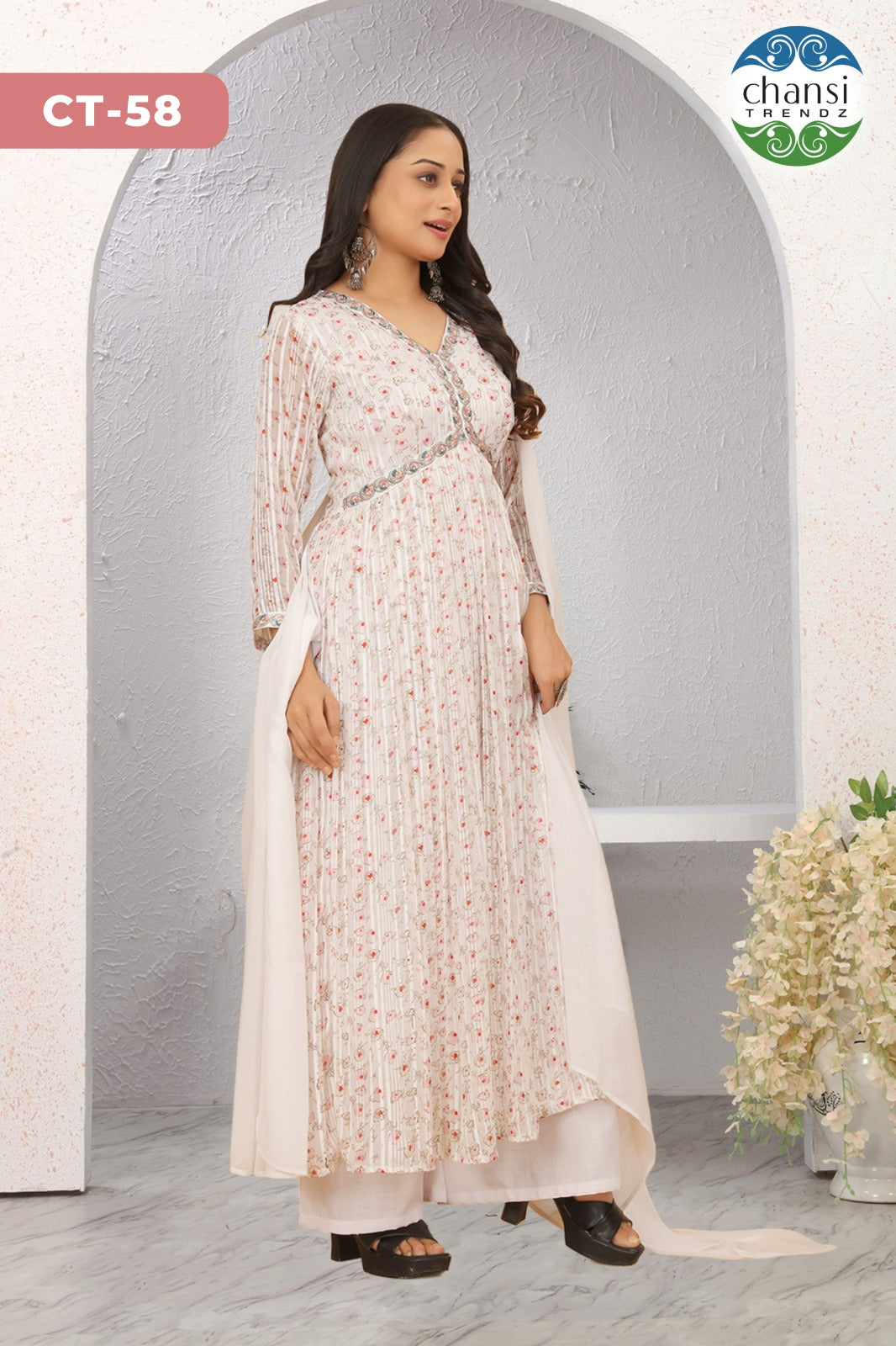 Ct-58 Aditri Chansi Trendz Georgette Readymade Suits