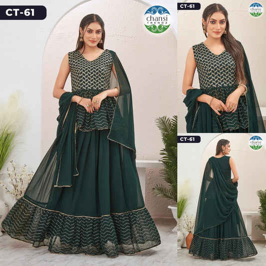 Ct-61 Chansi Trendz Dupatta Peplum Top Skirt
