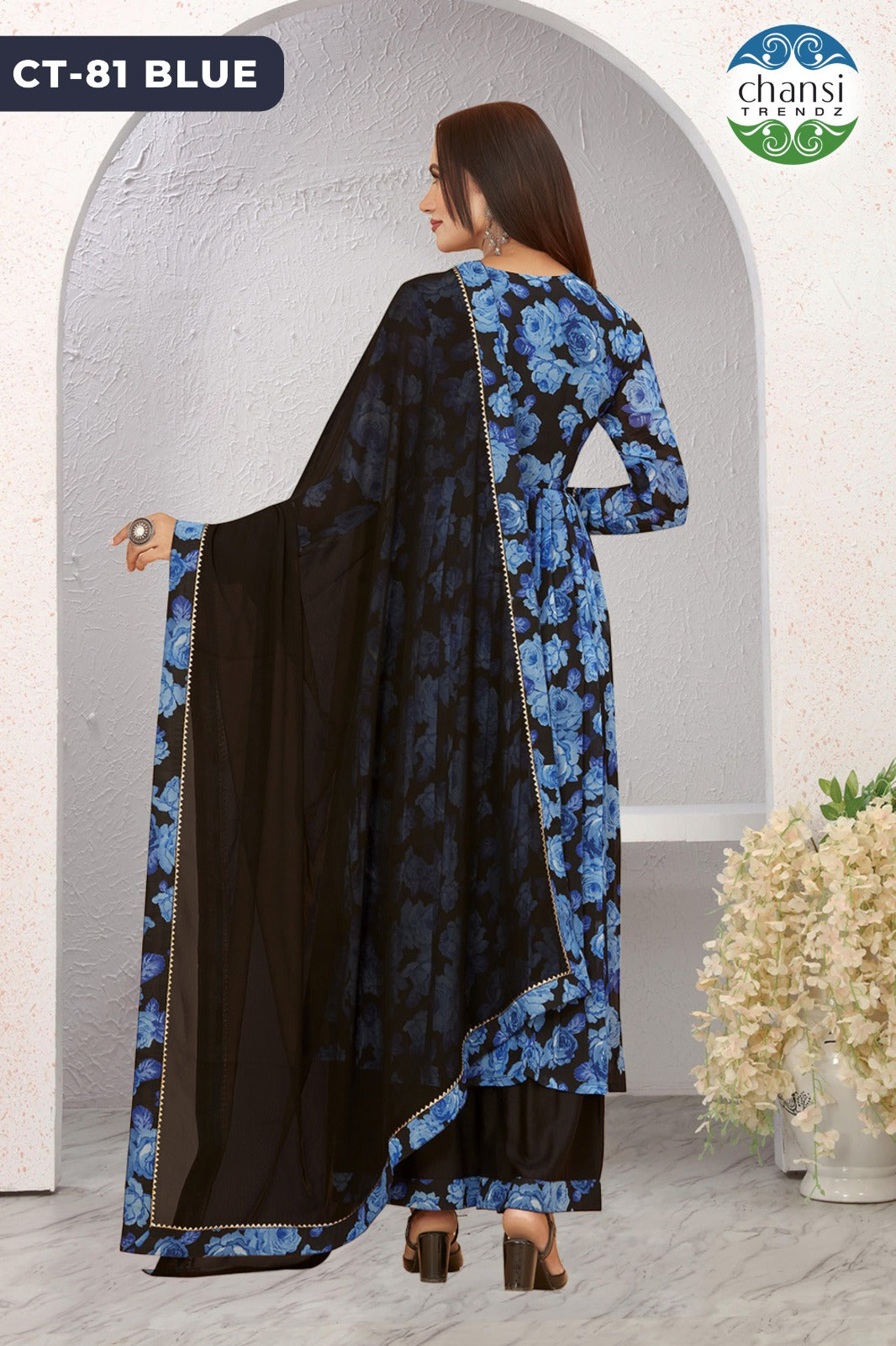 Ct-81 Blue Colors Chansi Trendz Georgette Readymade Suits