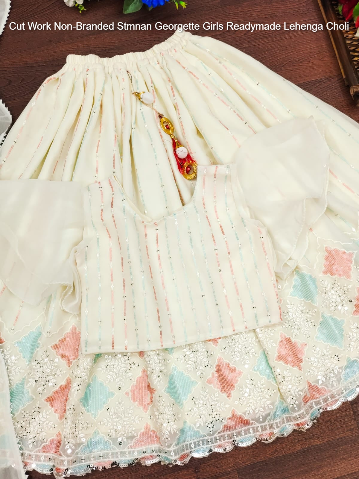 Cut Work Non-Branded Stmnan Georgette Girls Readymade Lehenga Choli
