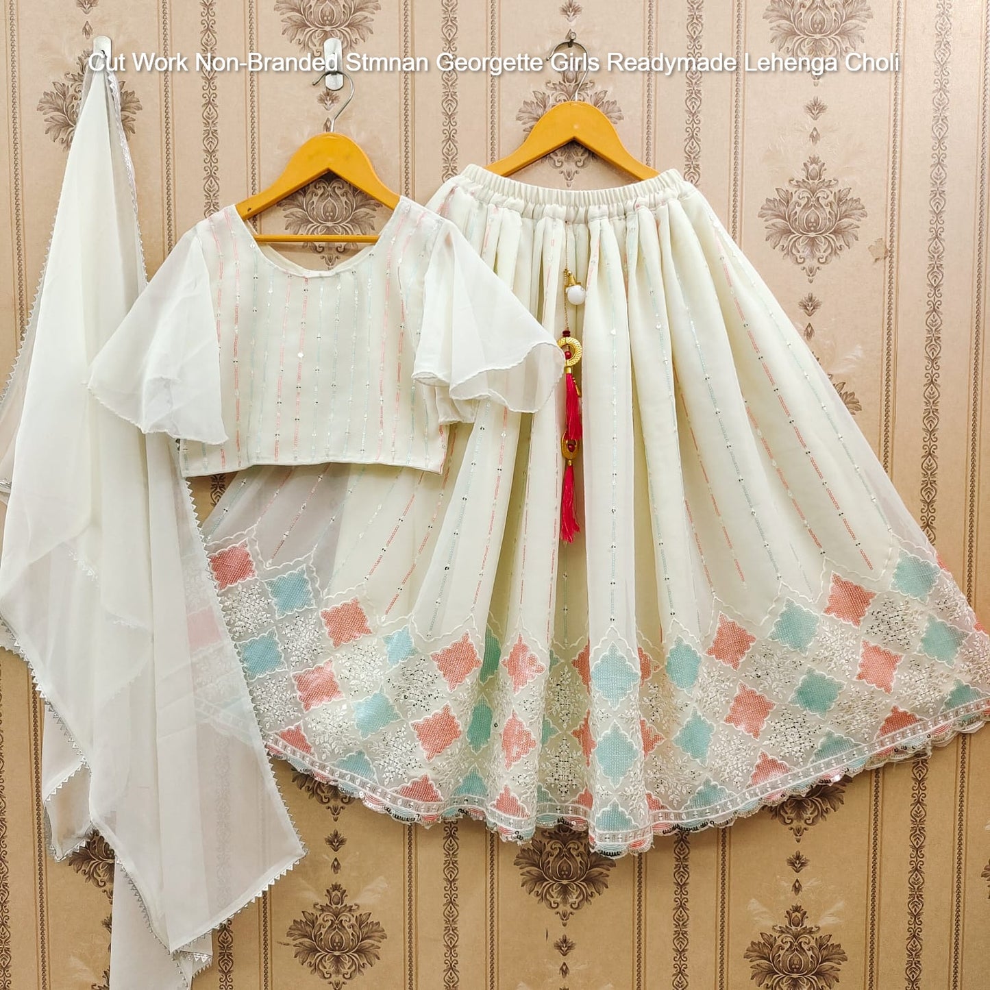 Cut Work Non-Branded Stmnan Georgette Girls Readymade Lehenga Choli