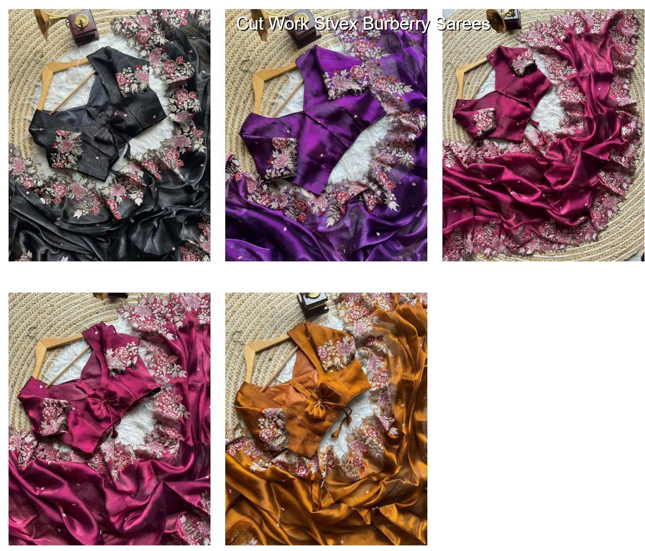 Cut Work Stvex Burberry Sarees