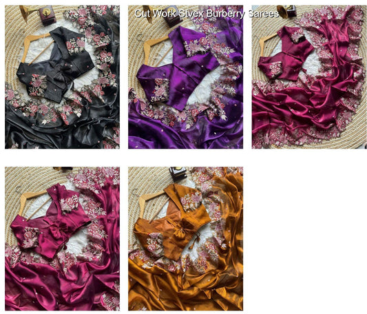 Cut Work Stvex Burberry Sarees