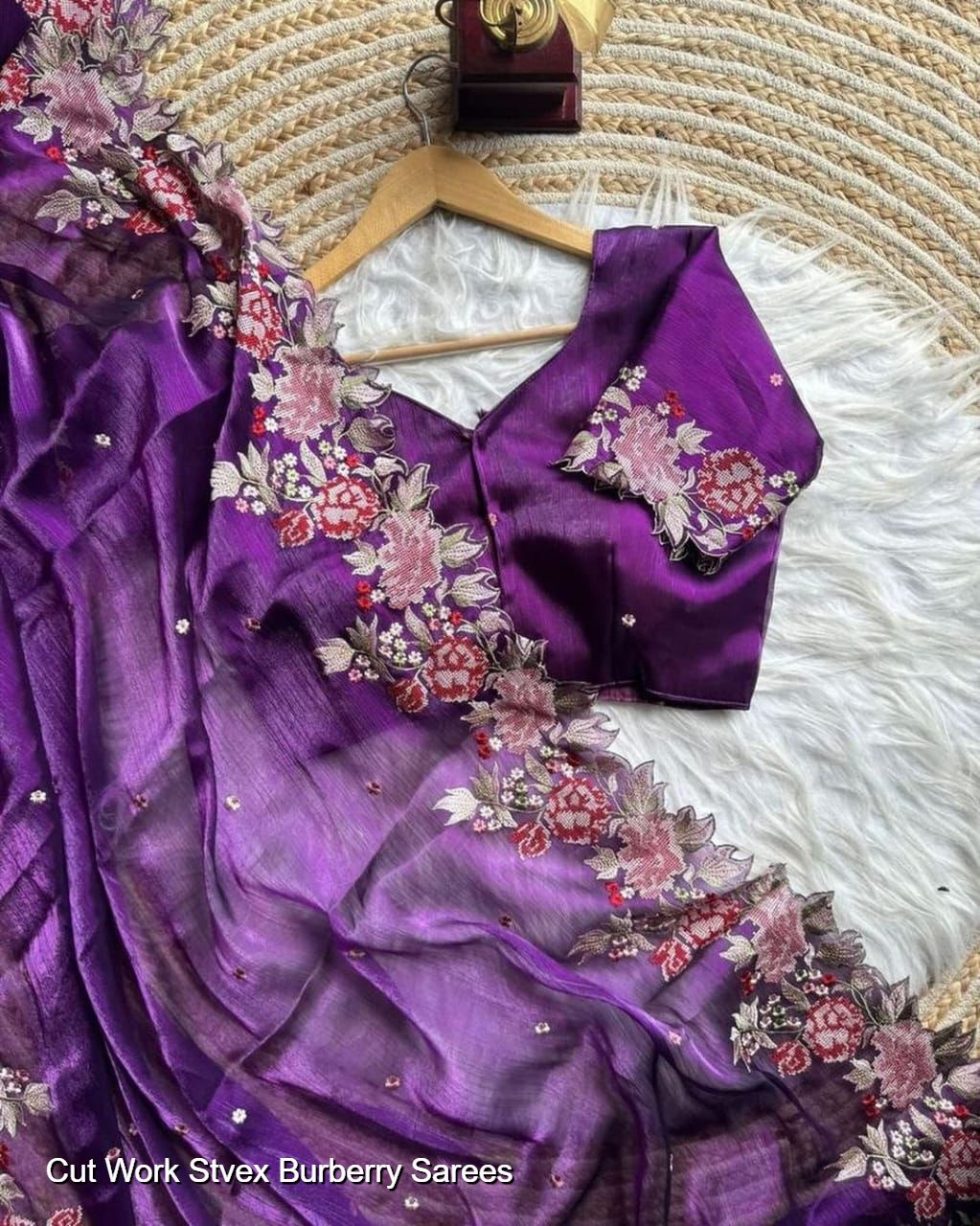 Cut Work Stvex Burberry Sarees