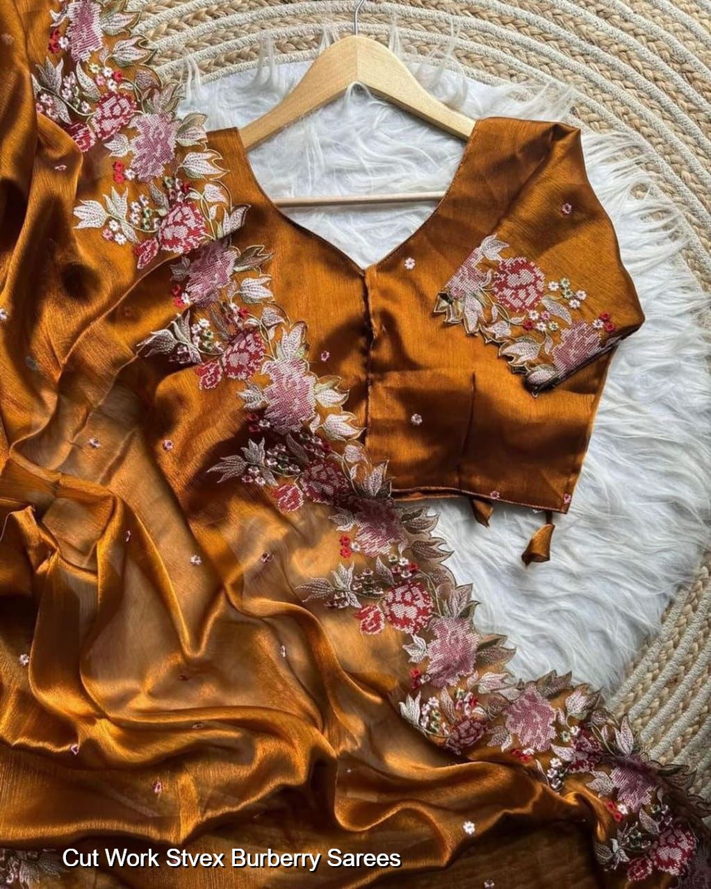 Cut Work Stvex Burberry Sarees