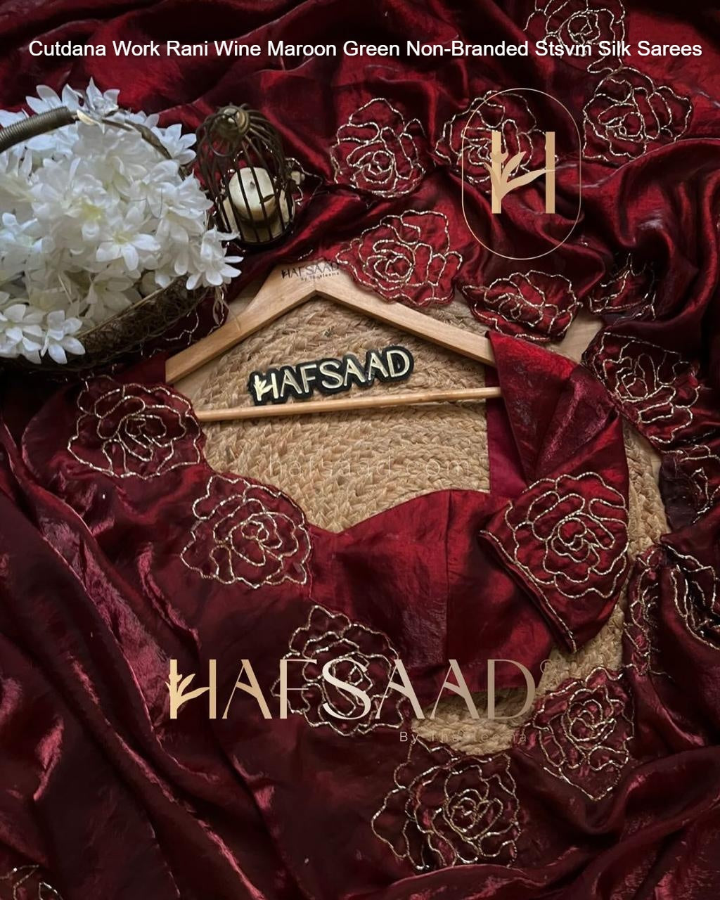 Cutdana Work Rani Wine Maroon Green Non-Branded Stsvm Silk Sarees