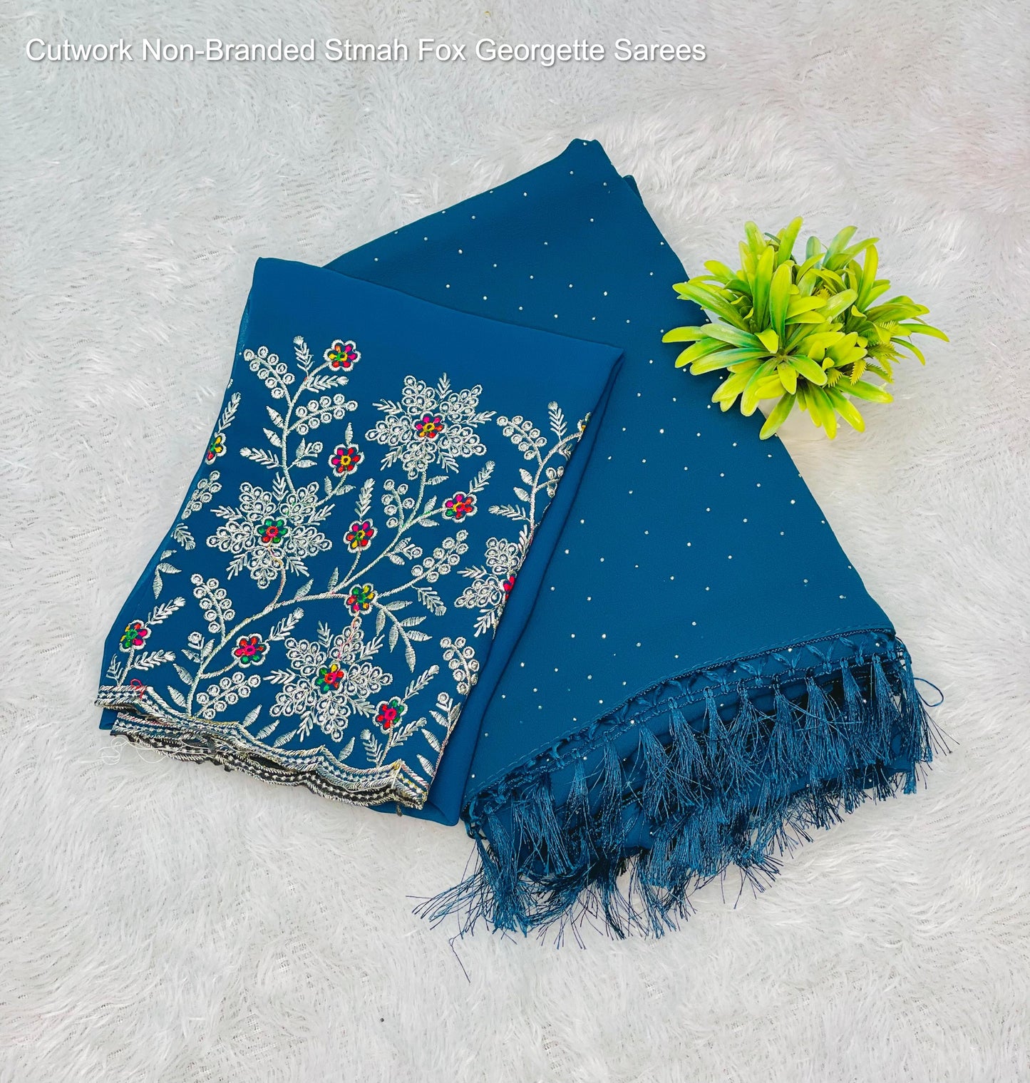 Cutwork Non-Branded Stmah Fox Georgette Sarees