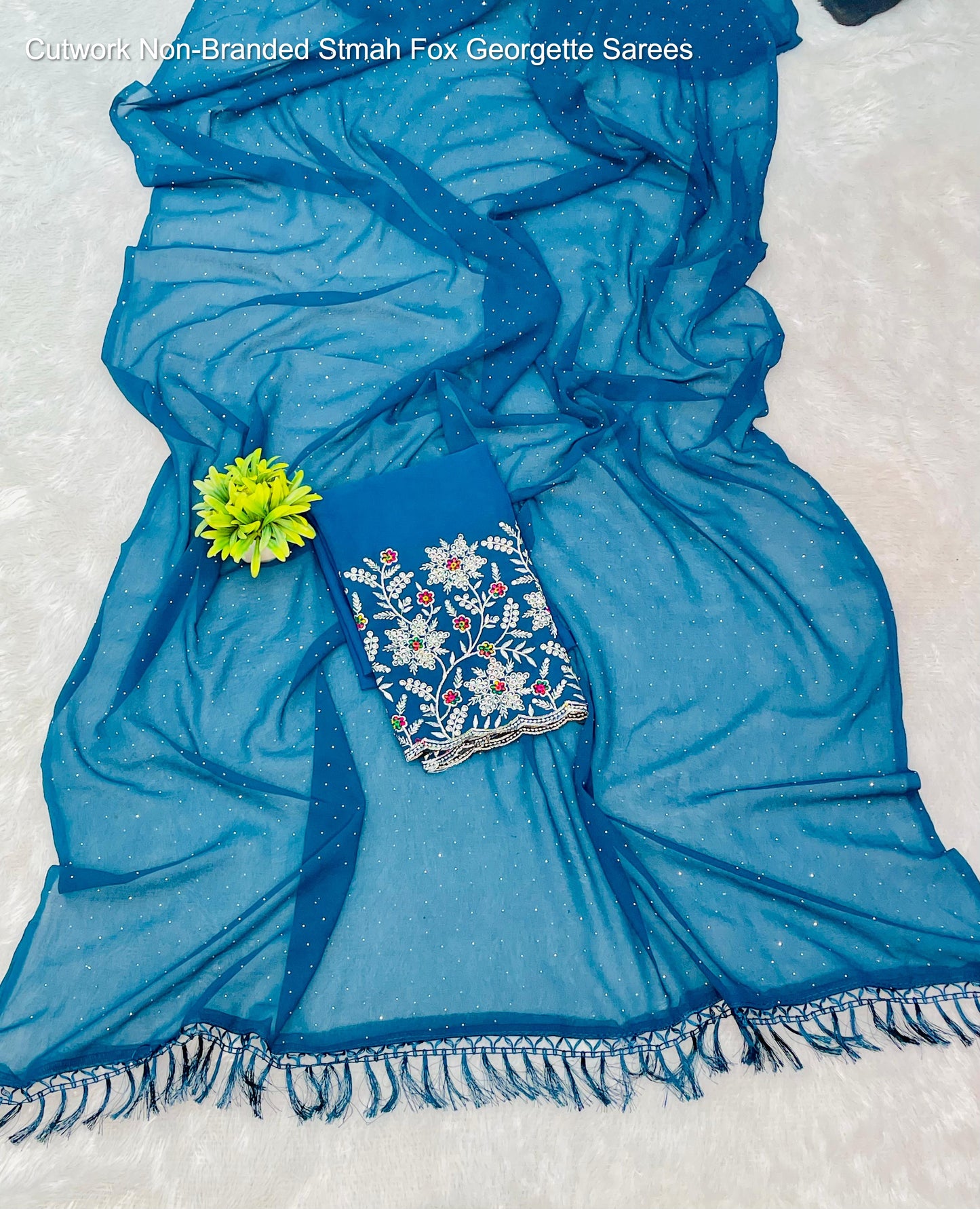 Cutwork Non-Branded Stmah Fox Georgette Sarees